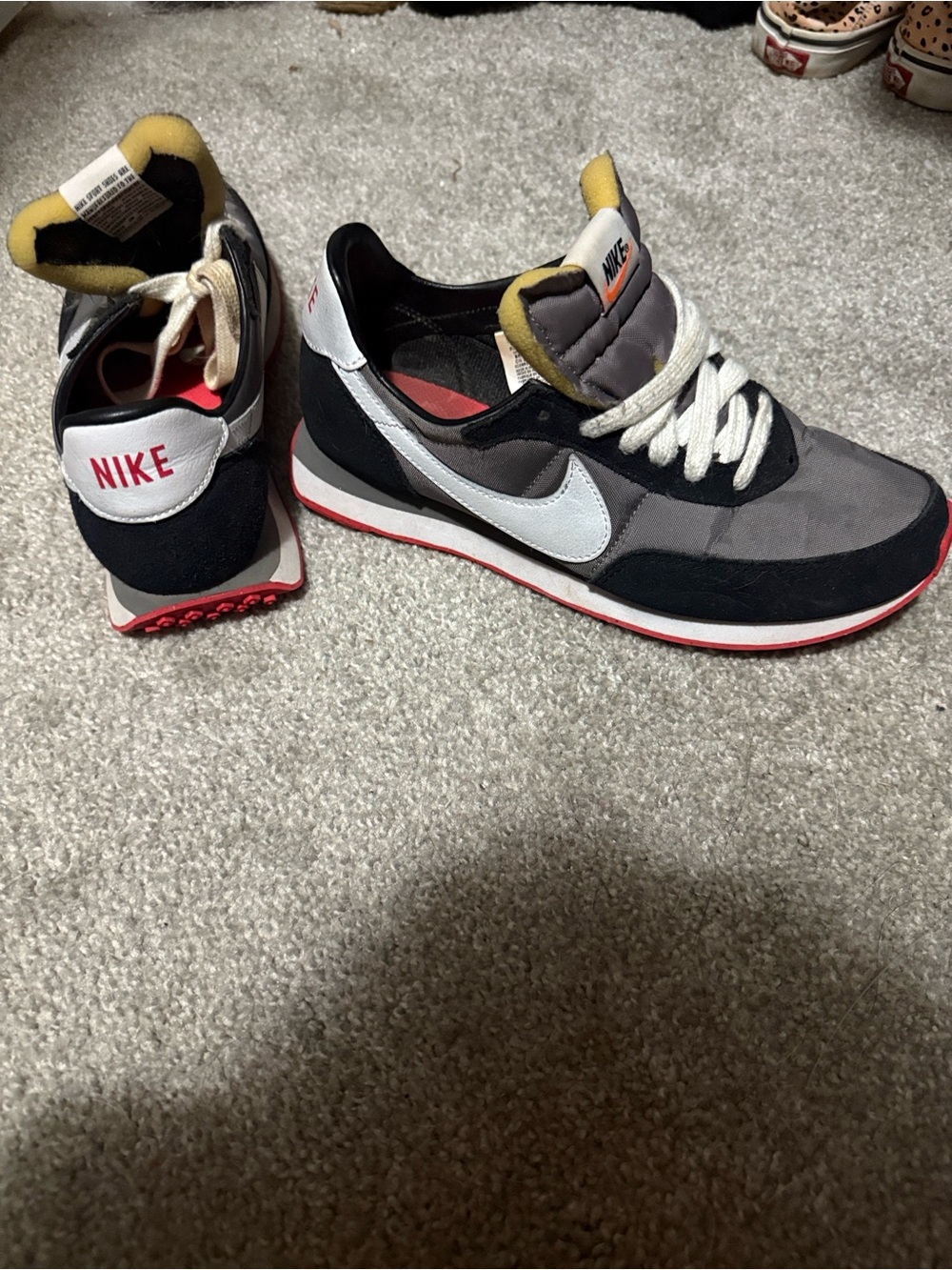 Nike Kids Retro Runner Sneakers in Gray/White/Black with Yellow Accent